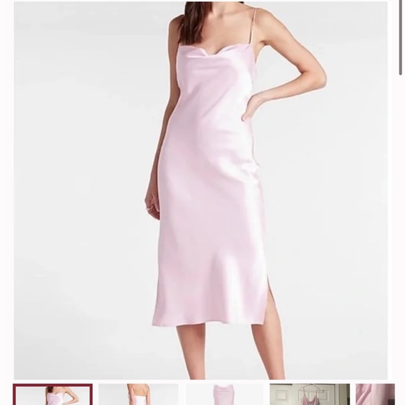 PINK DARK Express Satin Cowl Neck MIDI Slip Dress - Picture 5 of 5